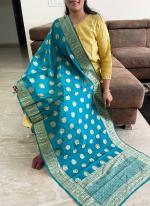 Banarasi Silk Sky Blue Festival Wear Zari Work Dupatta